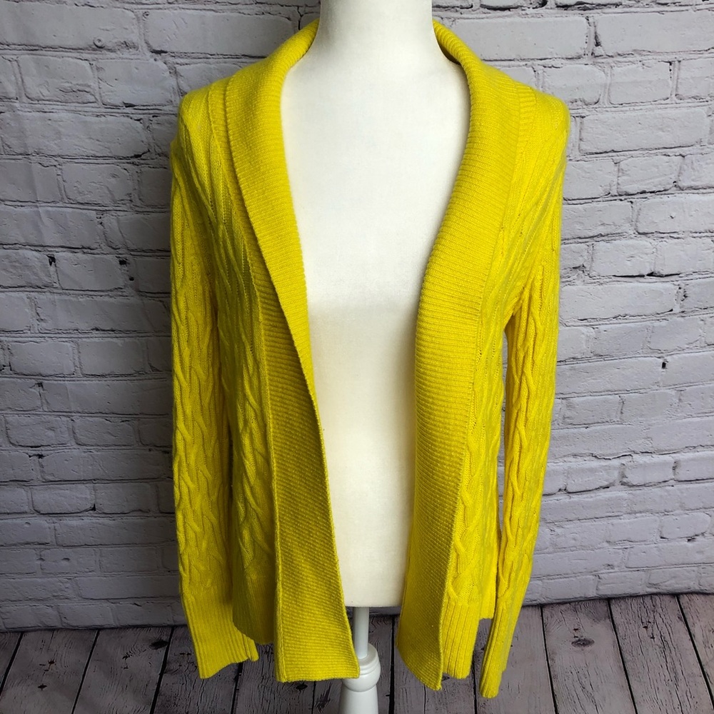 LOFT Sunny Yellow Open Front Cardigan